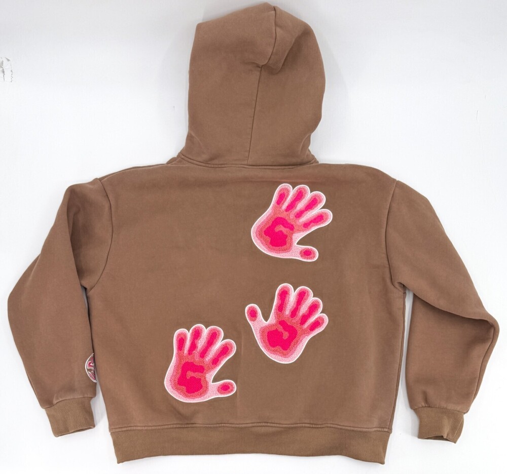 Sweatshirts Adult Teens Medium Brown Thermal Hooded Embroidered Heavyweight